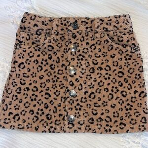 Leopard Print Corduroy Skirt